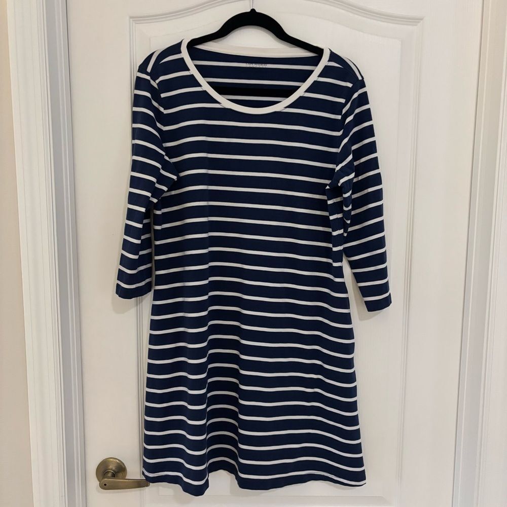 Cape Madras Navy and White Striped Dress Sz XL